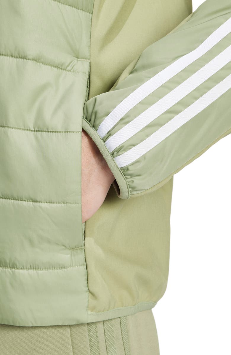 adidas Essentials 3-Stripes Insulated Hooded Hybrid Jacket, Alternate, color, 