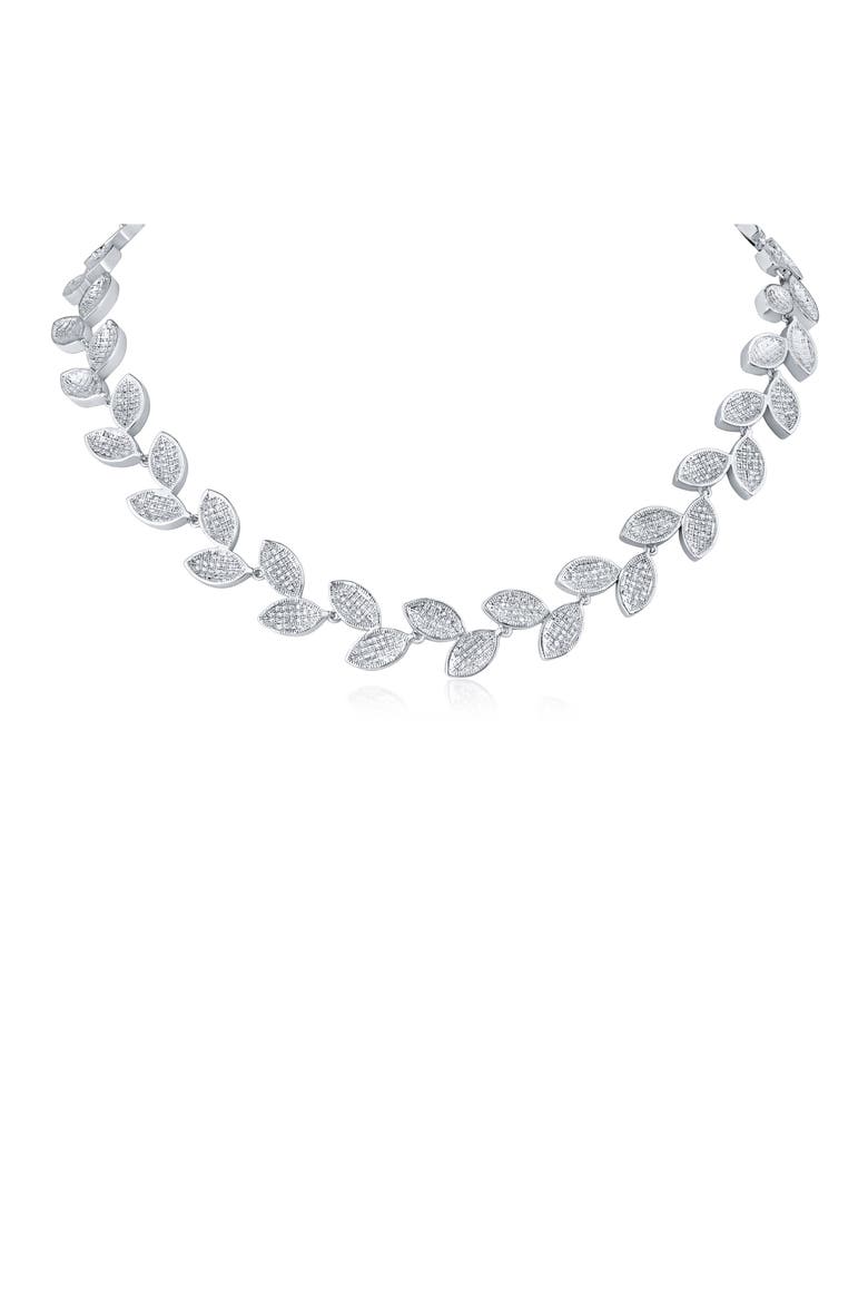 Cubic Zirconia Pavé Vine Collar Necklace, Main, color, SILVER