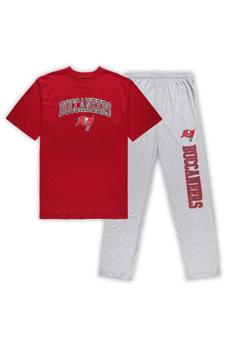 CONCEPTS SPORT Men's Concepts Sport Red/Heathered Gray Tampa Bay Buccaneers Big & Tall T-Shirt & Pants Sleep Set, Main, color, Red