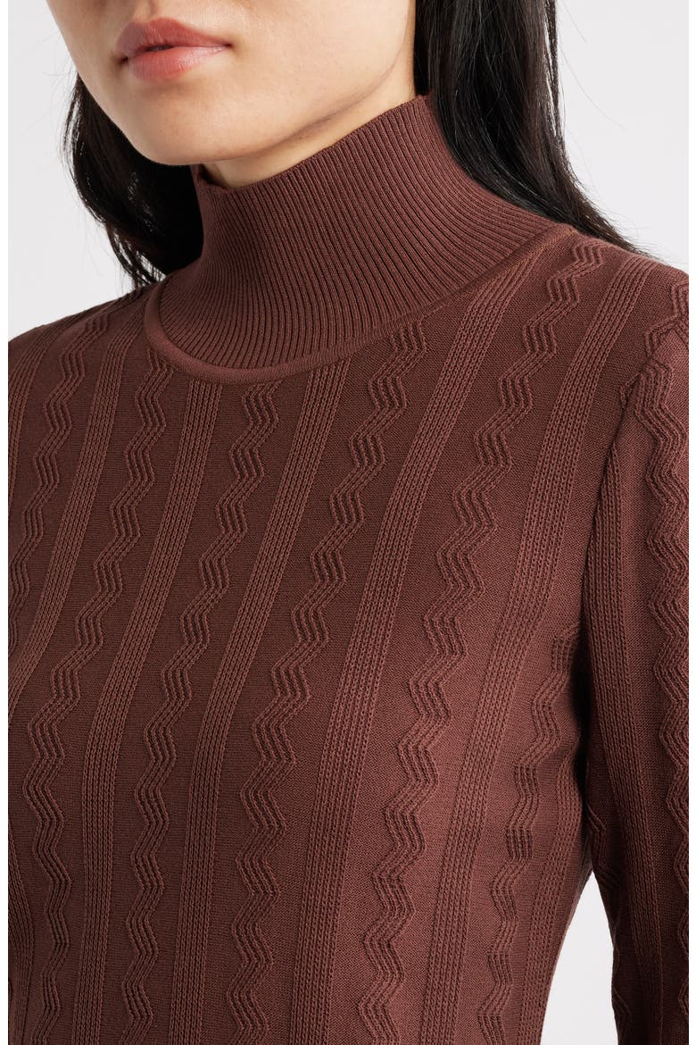 Textured Knit Mock Neck Top, Alternate, color, TRUFFLE