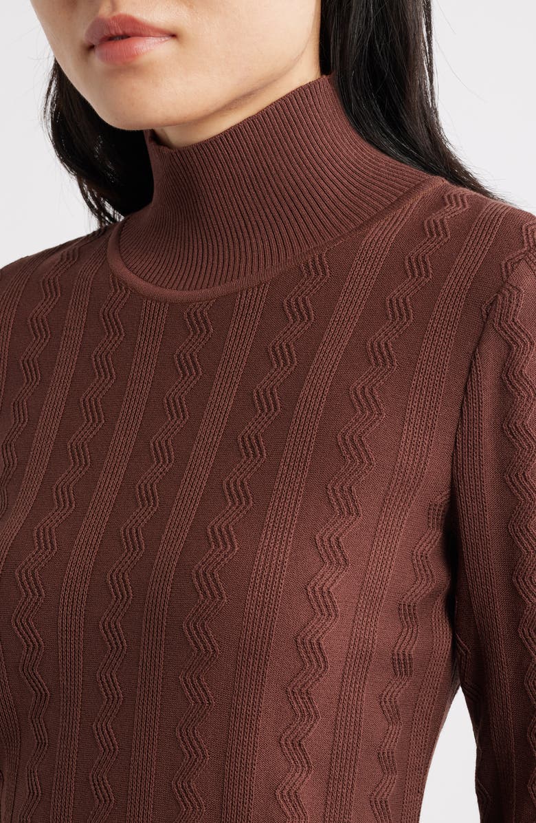 Misook Textured Knit Mock Neck Top, Alternate, color, Truffle