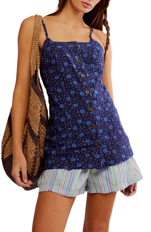 Free People Maddie Floral Print Sleeveless Top In Navy Combo