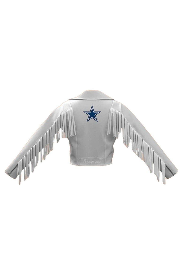 Women's White Dallas Cowboys Fringe Leather Full-Zip Jacket, Alternate, color, White
