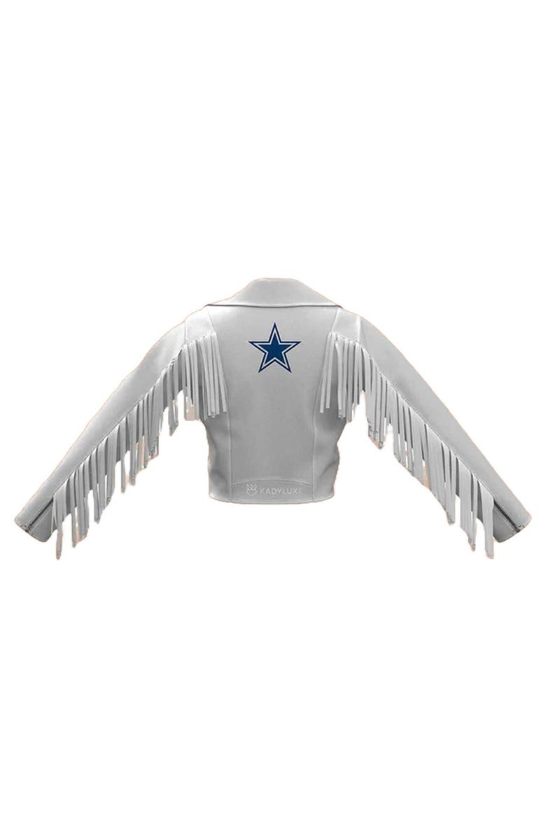 KADYLUXE Women's White Dallas Cowboys Fringe Leather Full-Zip Jacket, Alternate, color, White