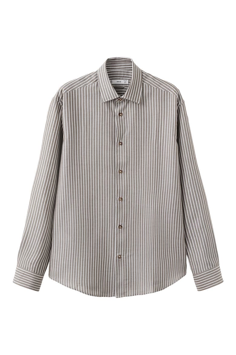 Stripe Button-Up Shirt, Alternate, color, KHAKI GREY