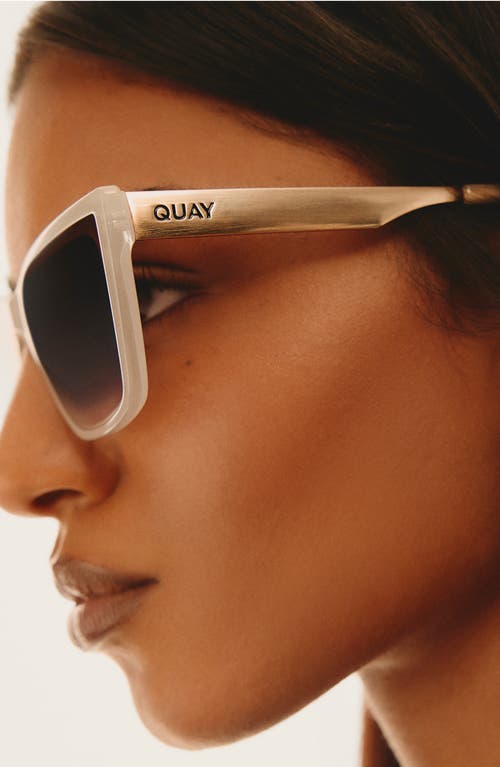 Quay Call The Shots 45mm Cat Eye Sunglasses In Bone/brown