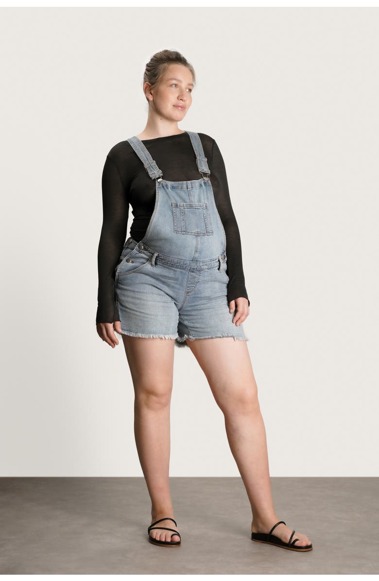Nom Maternity Austin Maternity Shortalls, Main, color, Pale Blue