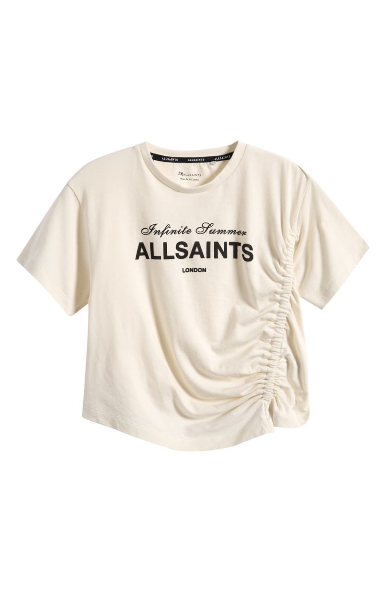smALLSAINTS by ALLSAINTS Kids' Soleil Ruched Cotton Graphic T-Shirt, Main, color, White