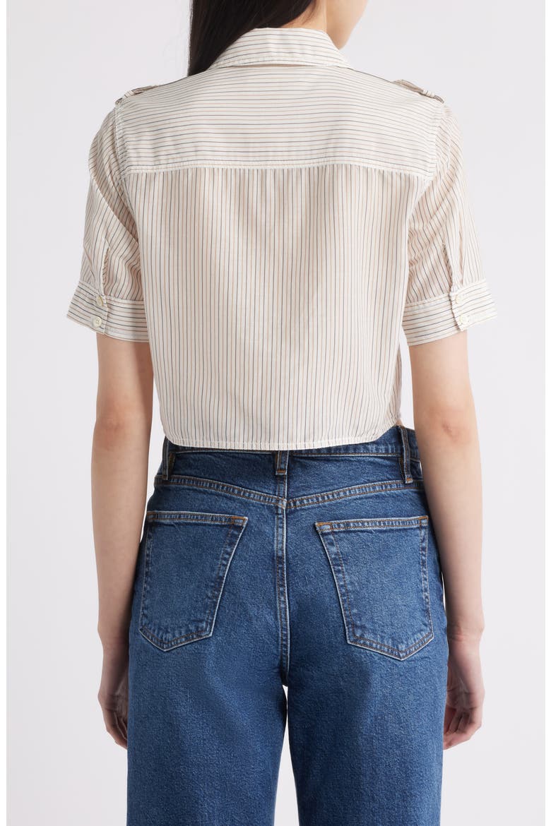 The Stripe Cotton & Silk Utility Shirt, Alternate, color, CREAM MULTI
