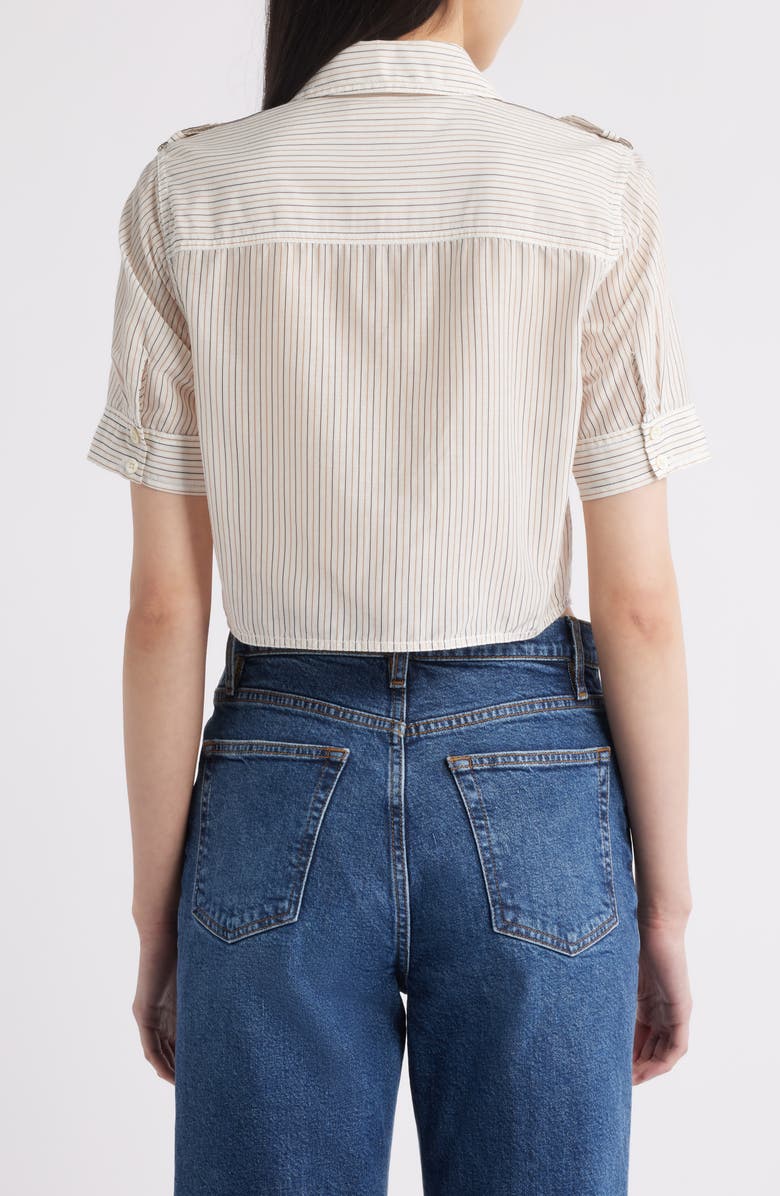 FRAME The Stripe Cotton & Silk Utility Shirt, Alternate, color, Cream Multi