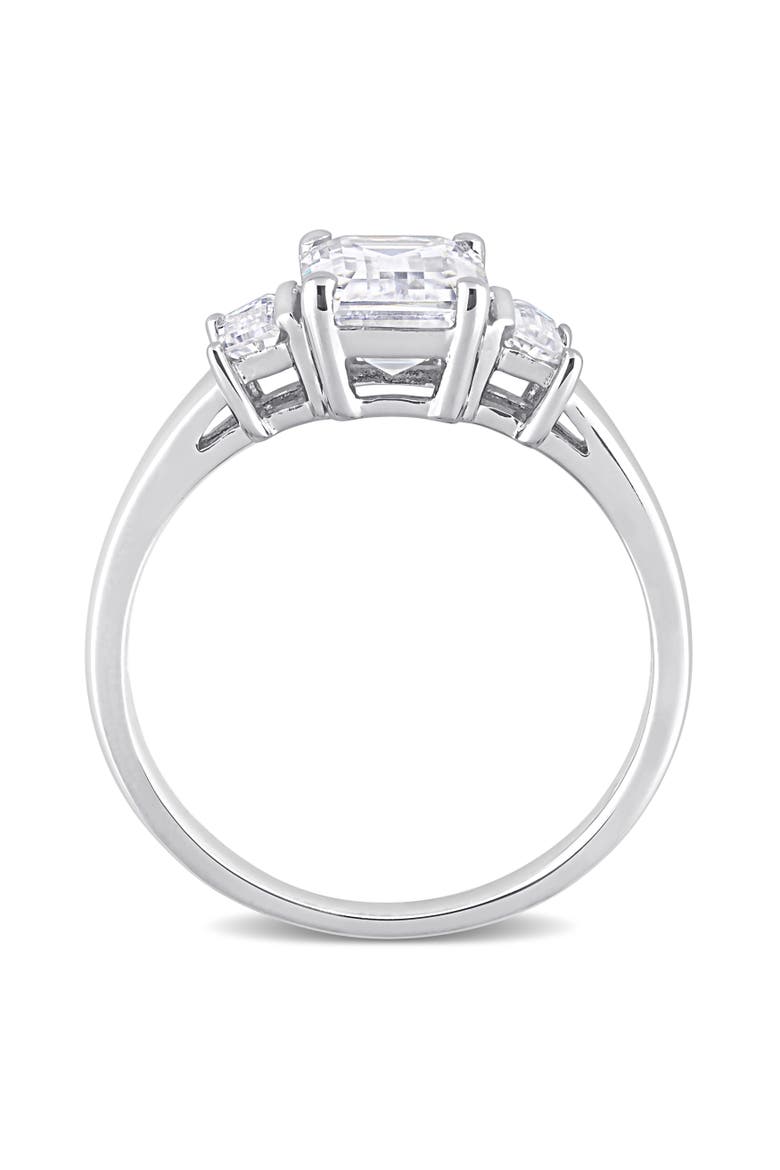 Moissanite Octagon 3-Stone Ring, Alternate, color, Sterling Silver