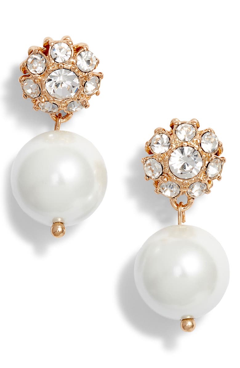 Rachel Parcell Imitation Pearl Drop Earrings, Main, color, 