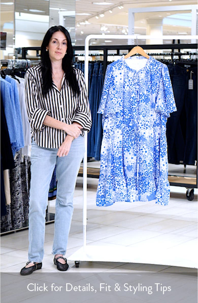 Floral Print Flutter Sleeve Dress, sales video thumbnail