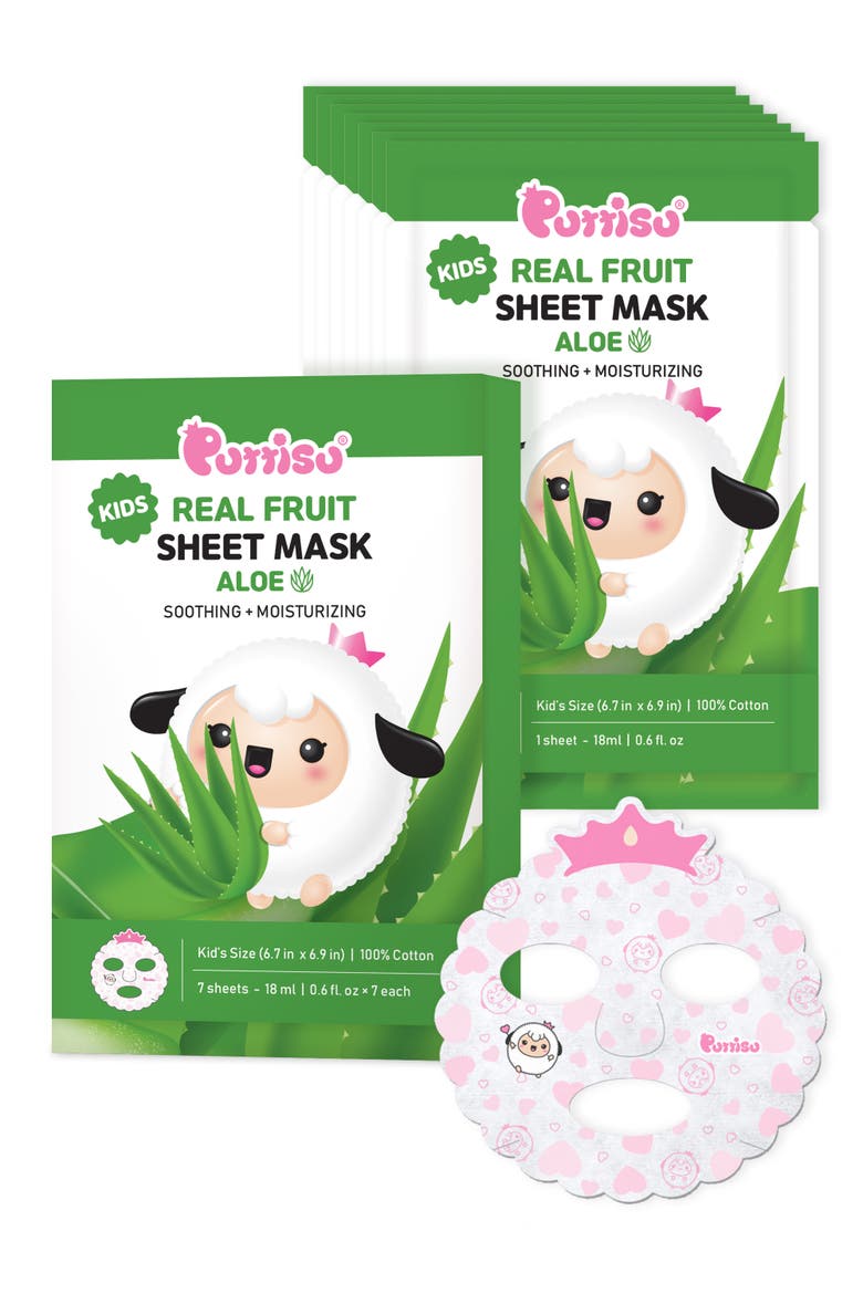 Real Fruit Facial Mask Sheet for Kids, Main, color, ALOE - 7 sheets