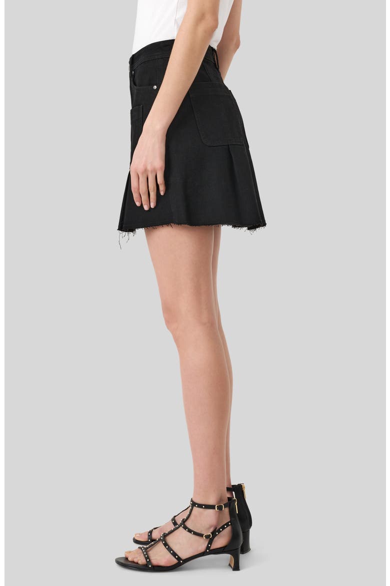 Raw Hem Denim Skirt, Alternate, color, BLACK