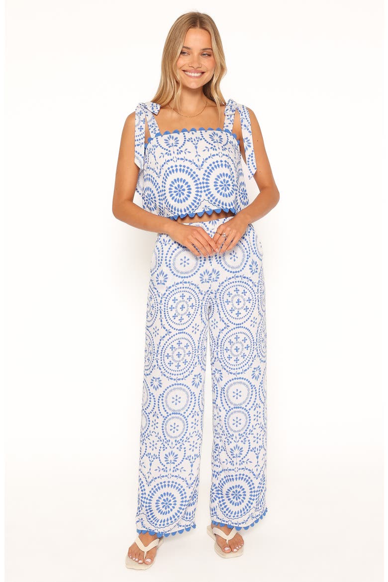 Felicia Tile Print Top & Pants Set, Alternate, color, BLUE TILE