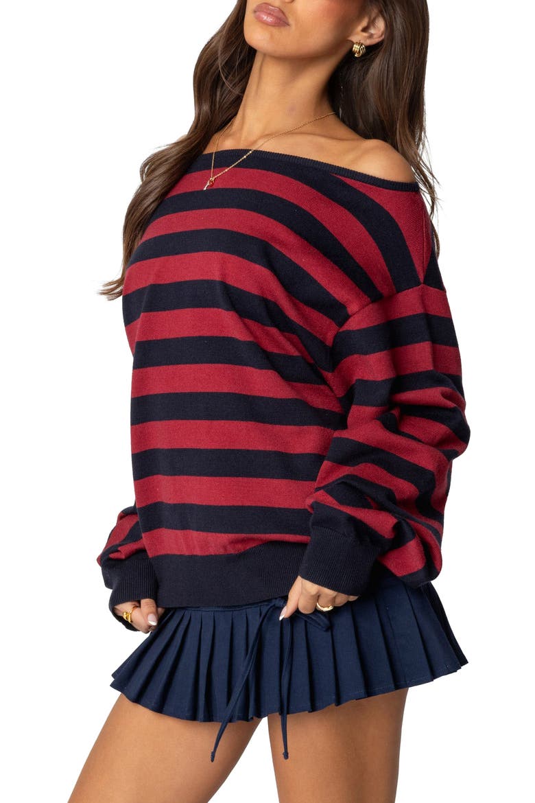Sterling Stripe Off the Shoulder Sweater, Alternate, color, MIX