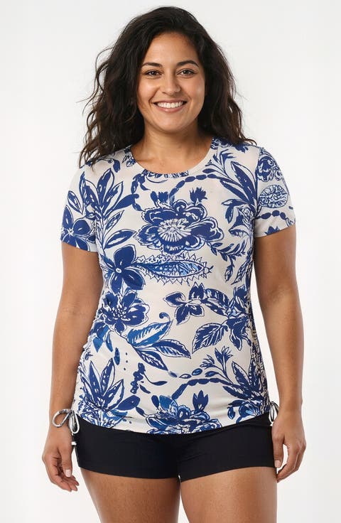 Plus Size Short Sleeve Adele Swim Top