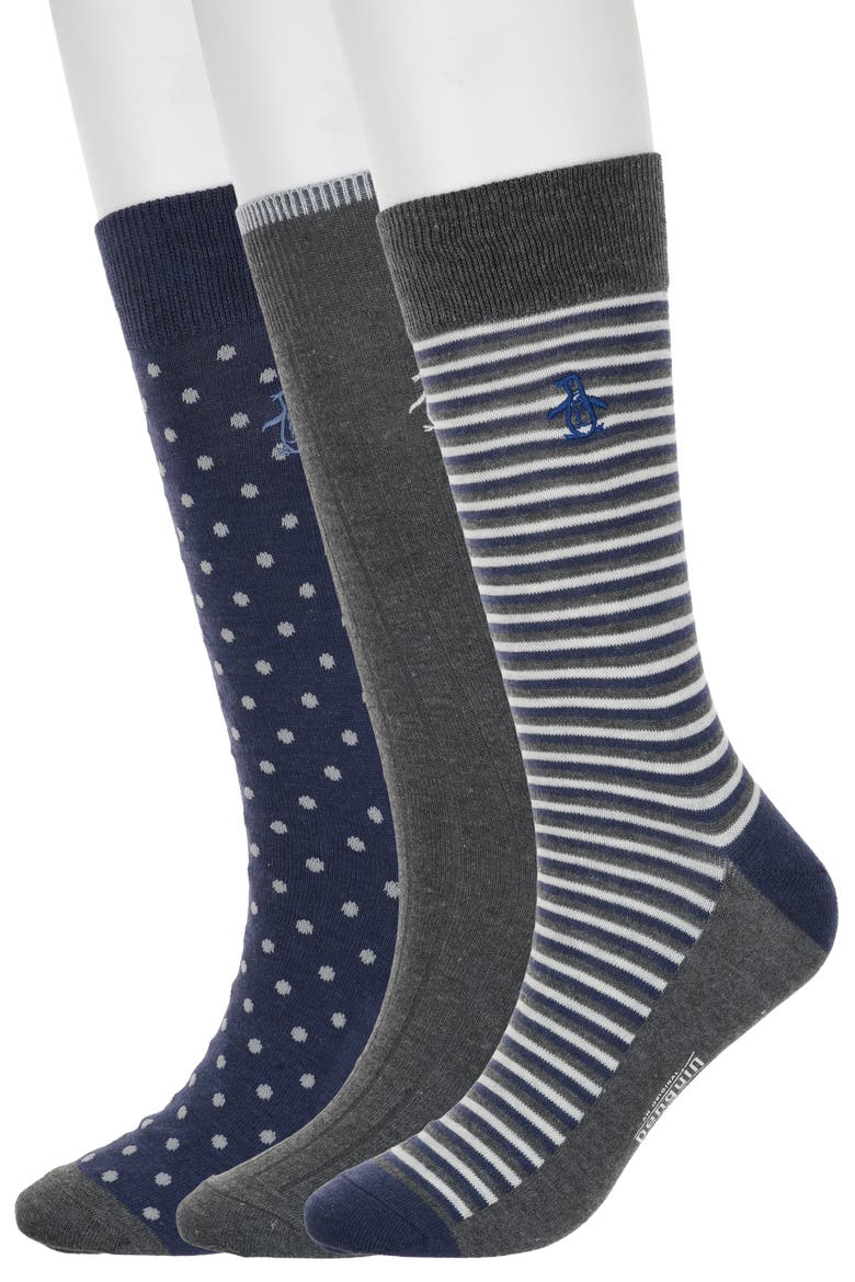 Augustin Stripe Assorted 3-Pack Crew Socks, Main, color, GREY