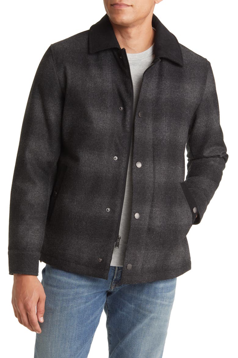 Front Range Water Resistant Wool Blend Shirt Jacket, Main, color, BLACK/ CHARCOAL OMBRE