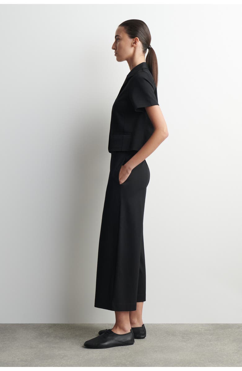 COS Twill-jersey Straight-leg Culottes, Alternate, color, Black