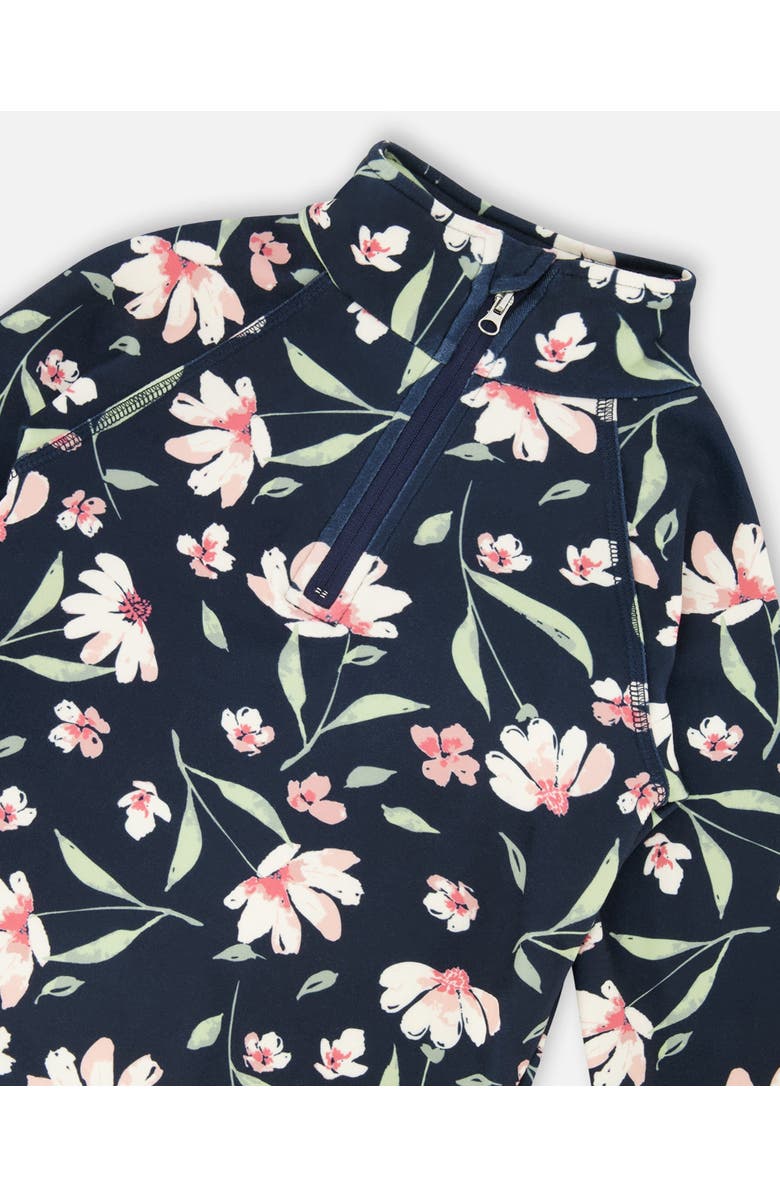 Deux par Deux Two-Piece Thermal Underwear Set Flower, Alternate, color, Navy