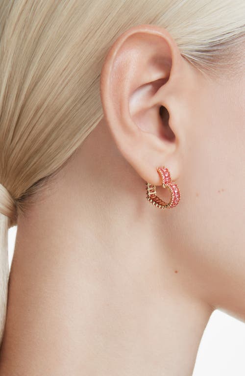 Swarovski Matrix Crystal Heart Hoop Earrings In Pink
