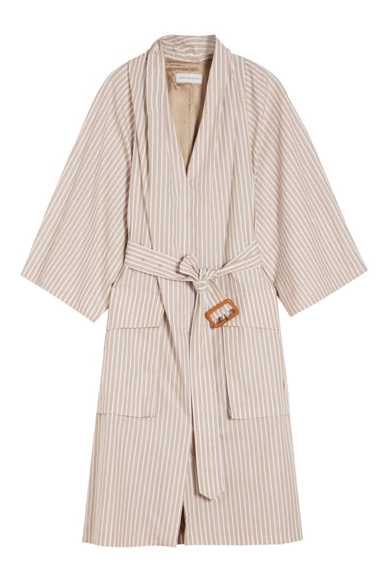 Debrasa Chalk Stripe Belted Cargo Dress, Alternate, color, BEIGE