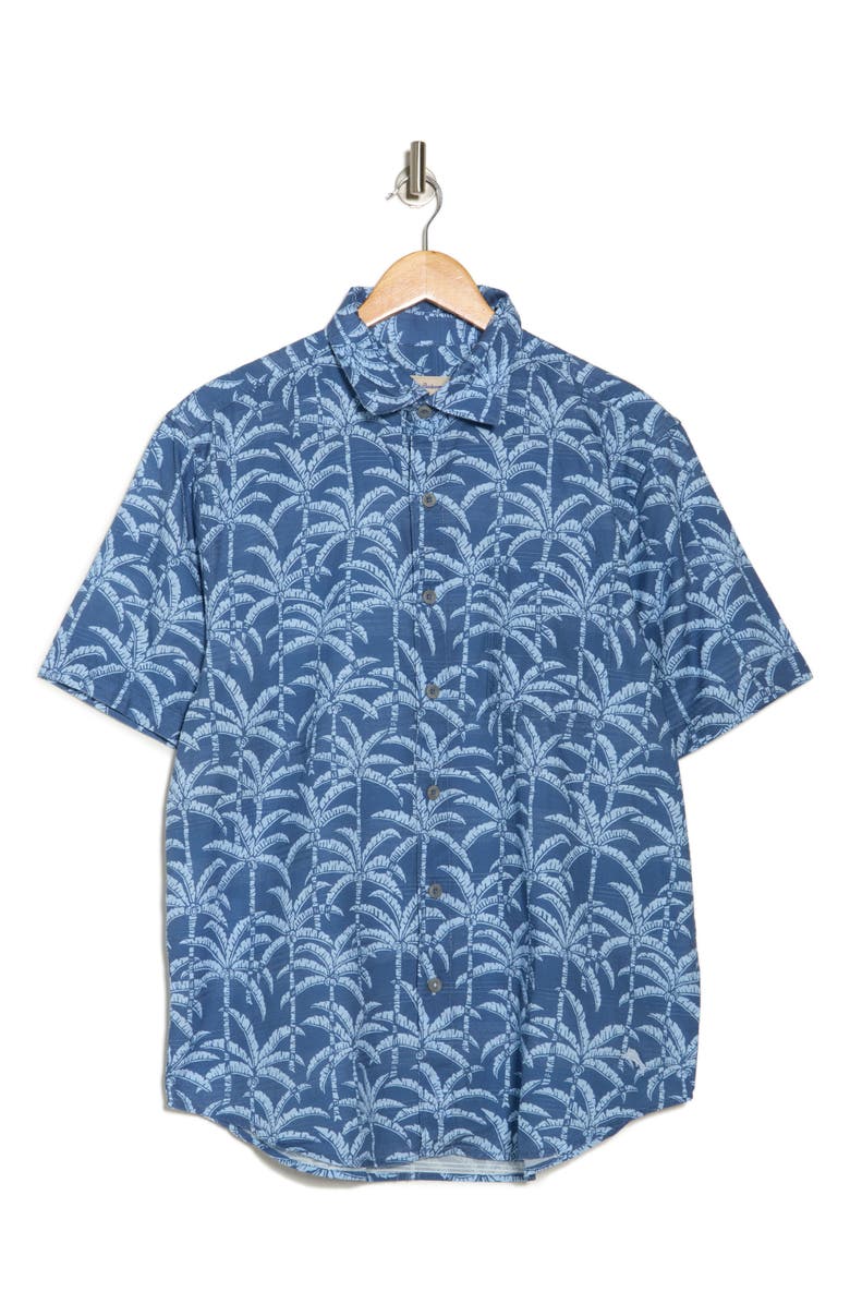 Tommy Bahama Palm Bliss Short Sleeve Cotton Button-Up Shirt, Alternate, color, Regal Blue