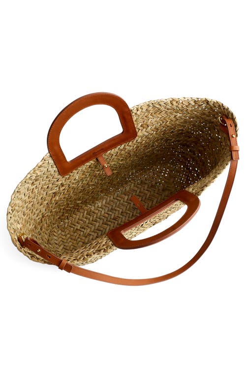 Madewell The Large Handwoven Straw Crossbody Basket Tote In Saddle Brown Multi