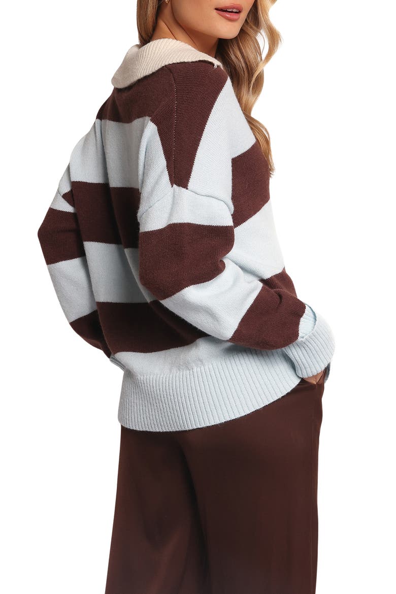 Mikaela Rugby Stripe Sweater, Alternate, color, BROWN/ BLUE STRIPE