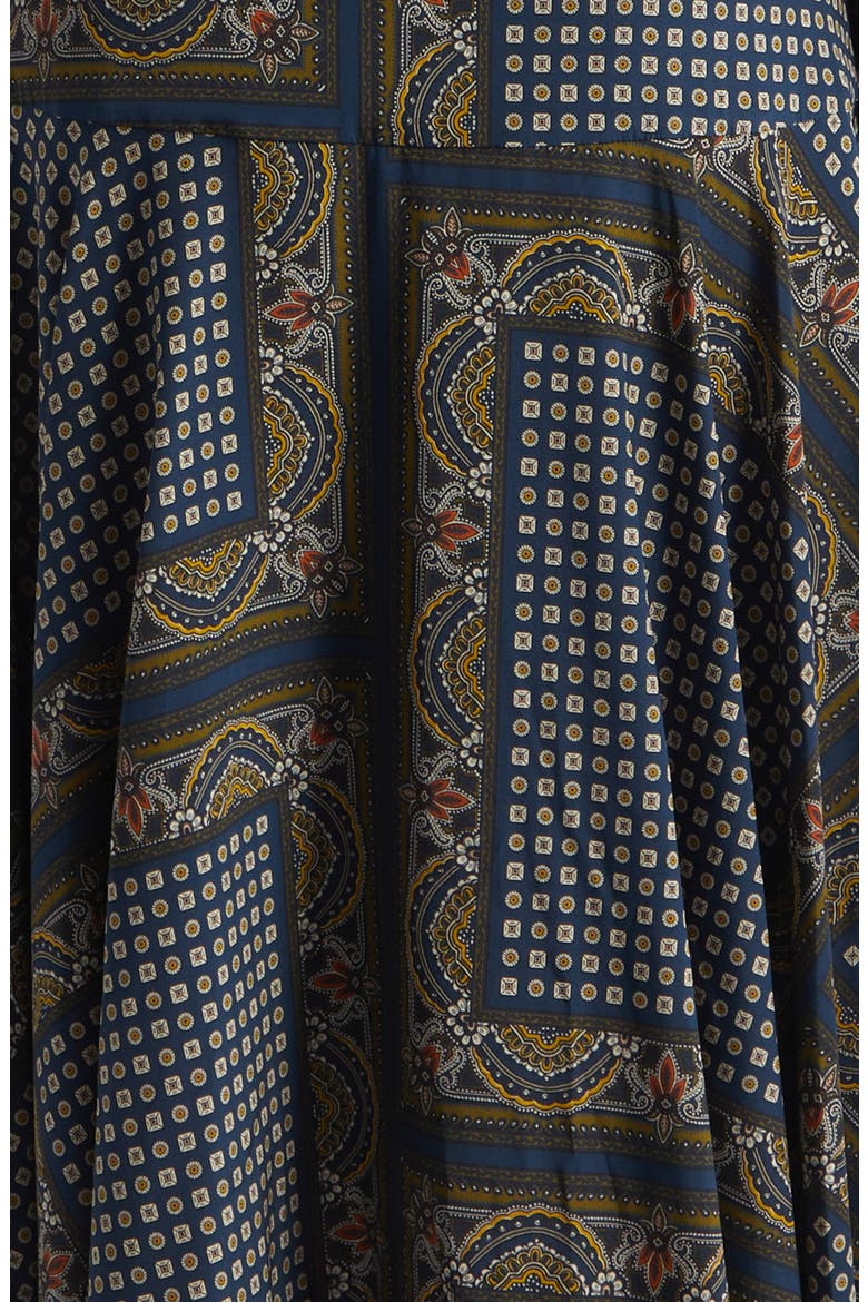 Skye Tile Print Long Sleeve Handkerchief Hem Silk Blend Shirtdress, Alternate, color, HERITAGE NAVY MULTI