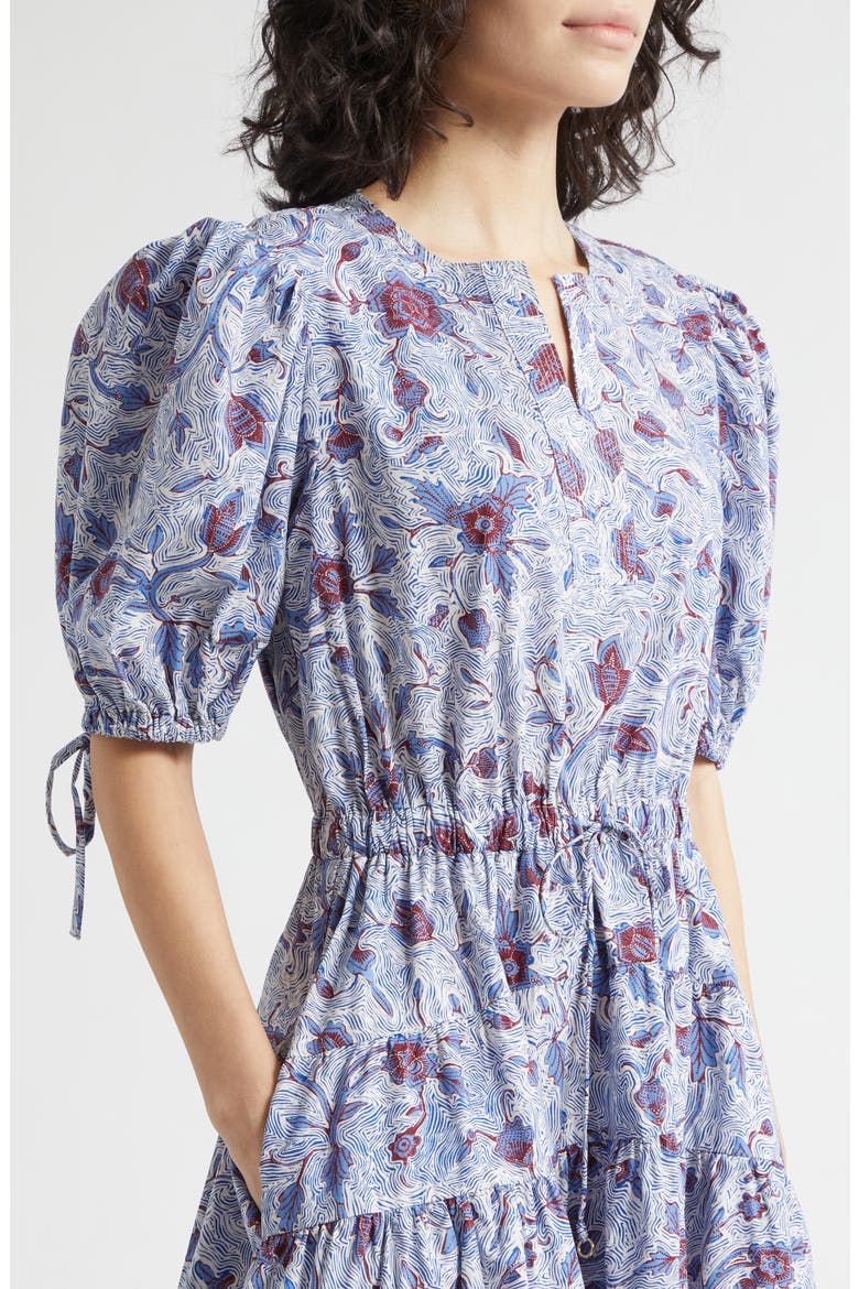 Adriana Floral Print Midi Dress, Alternate, color, GARDENIA