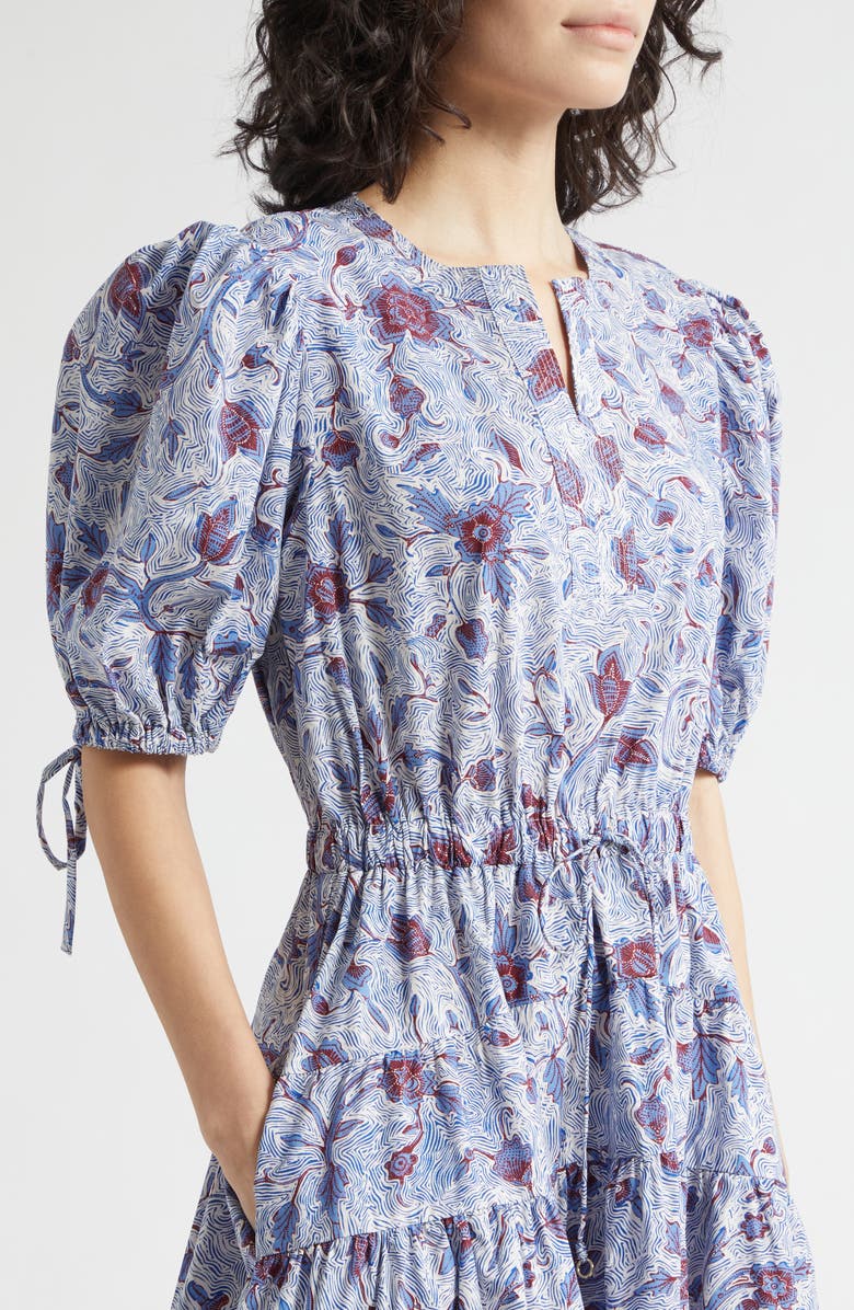 Ulla Johnson Adriana Floral Print Midi Dress, Alternate, color, Gardenia