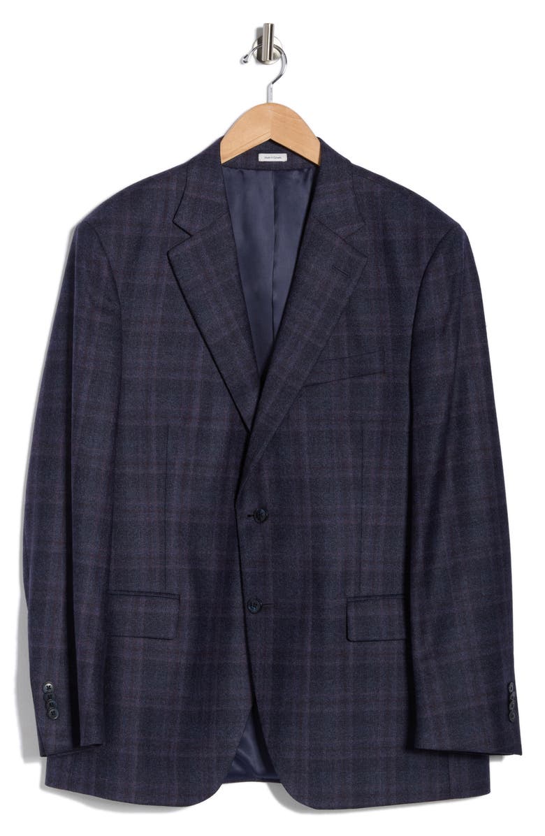 Peter Millar Navy Plaid Wool & Cashmere Sport Coat, Alternate, color, Navy