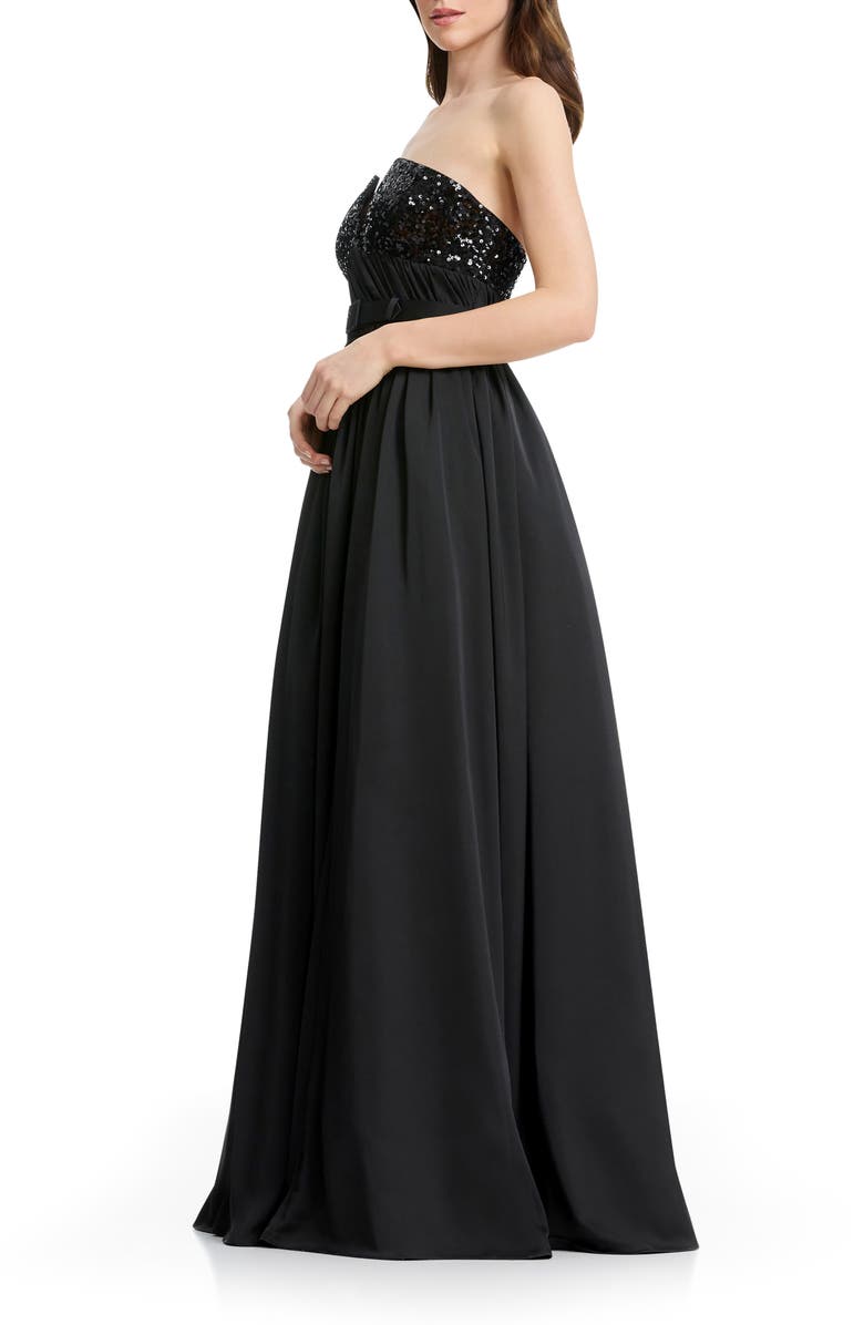 Dress the Population Kristine Sequin Detail Strapless Gown, Alternate, color, Black