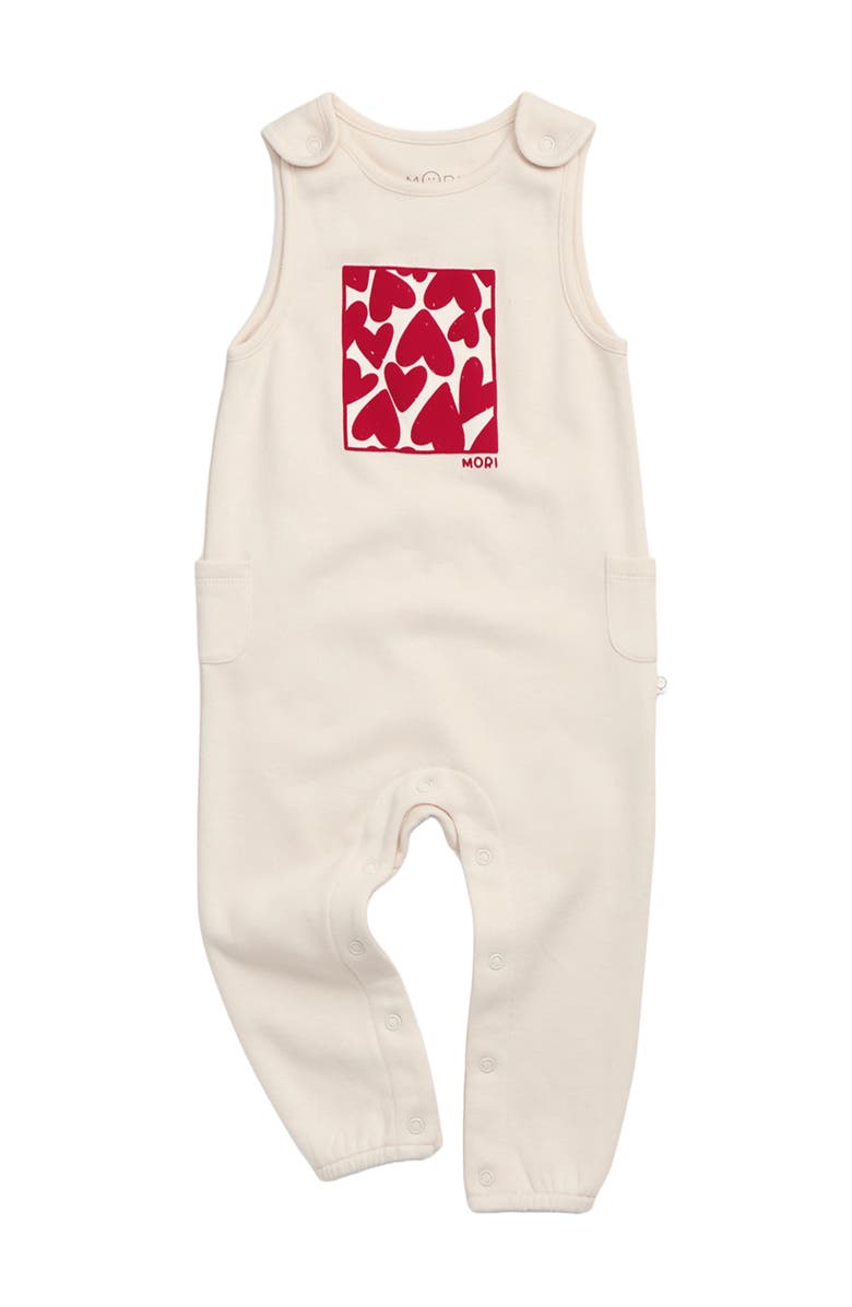 MORI Hearts Dungarees, Main, color, Cream & Red