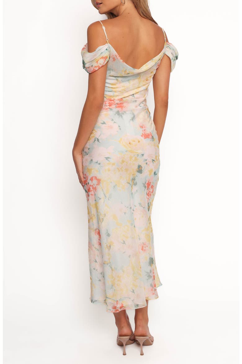 Esther Floral Cold Shoulder Midi Dress, Alternate, color, YELLOW MULTI