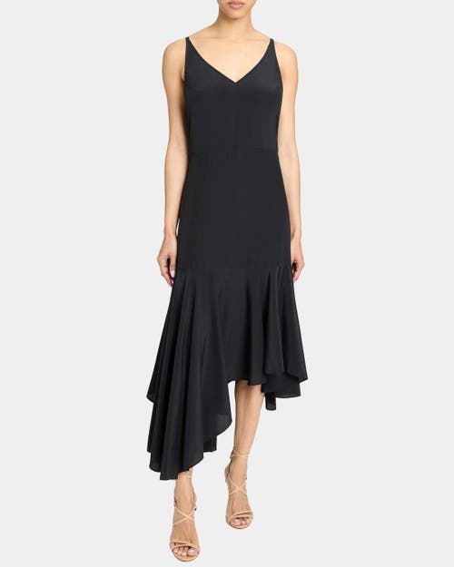 Santorelli Tani Sleeveless Midi Dress With Asymmetric Skirt Panel In Luxury Jersey In Black