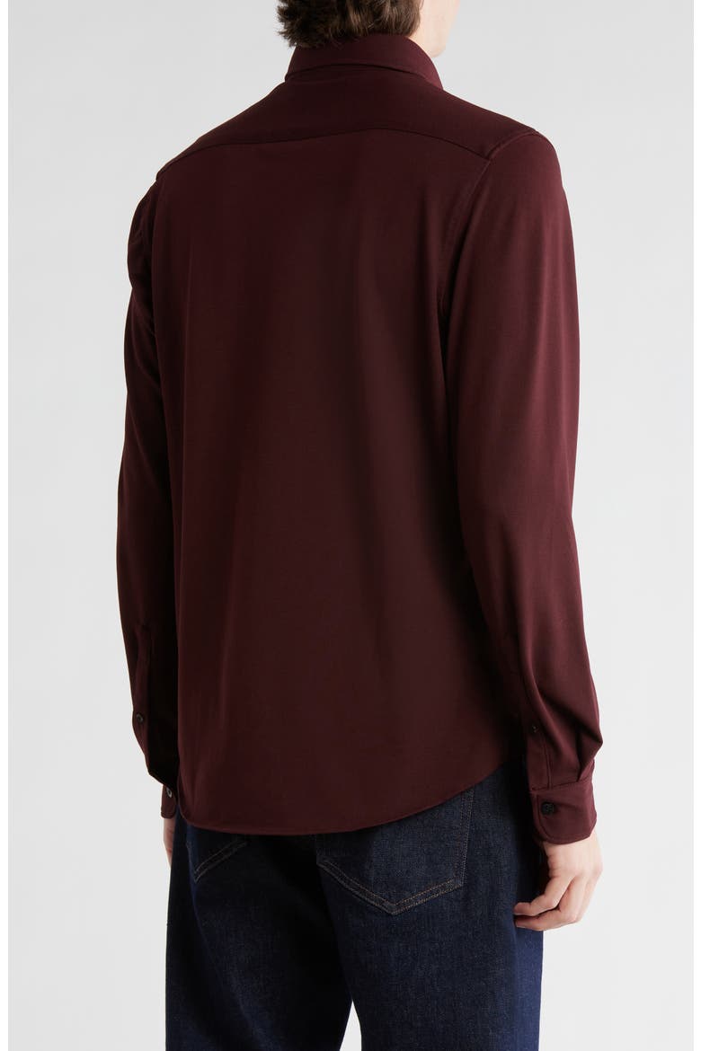 Long Sleeve Piqué Button-Down Shirt, Alternate, color, BURGUNDY