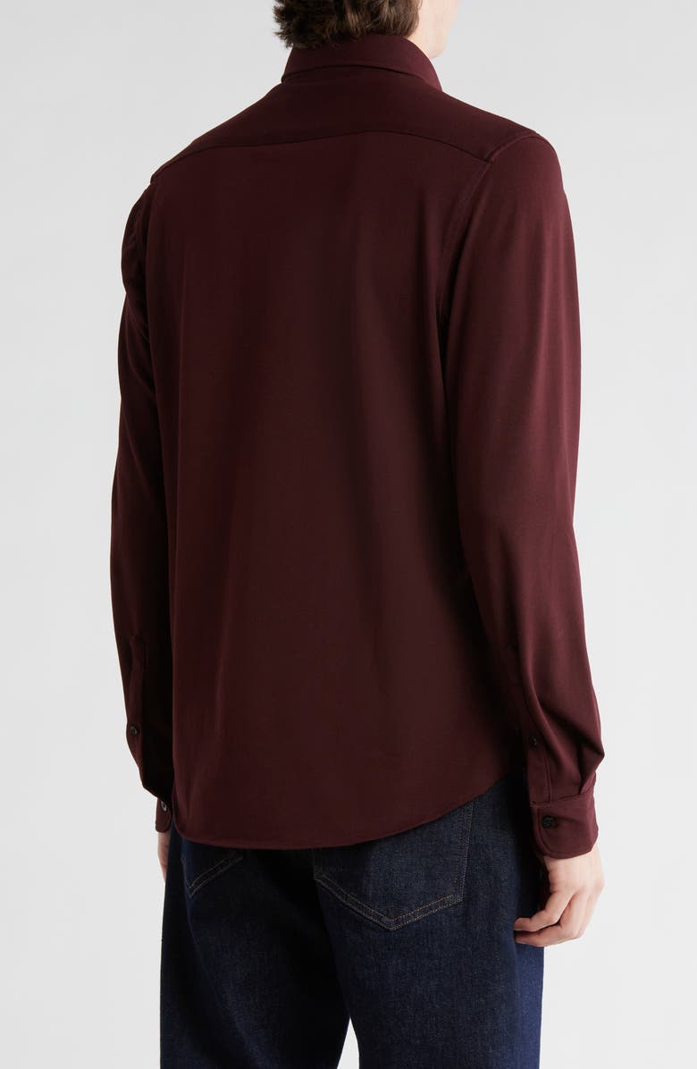 DENIM AND FLOWER Long Sleeve Piqué Button-Down Shirt, Alternate, color, Burgundy