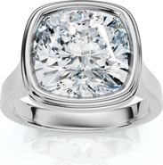 Bliss Diamond Ceritifed 4Ct Eloise Cushion Cut Bezel Set Diamond Engagement Ring 14k Gold Lab