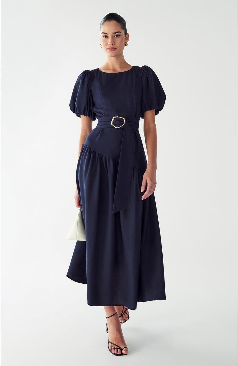 WILLA Elona Midi Dress, Main, color, Navy Blue