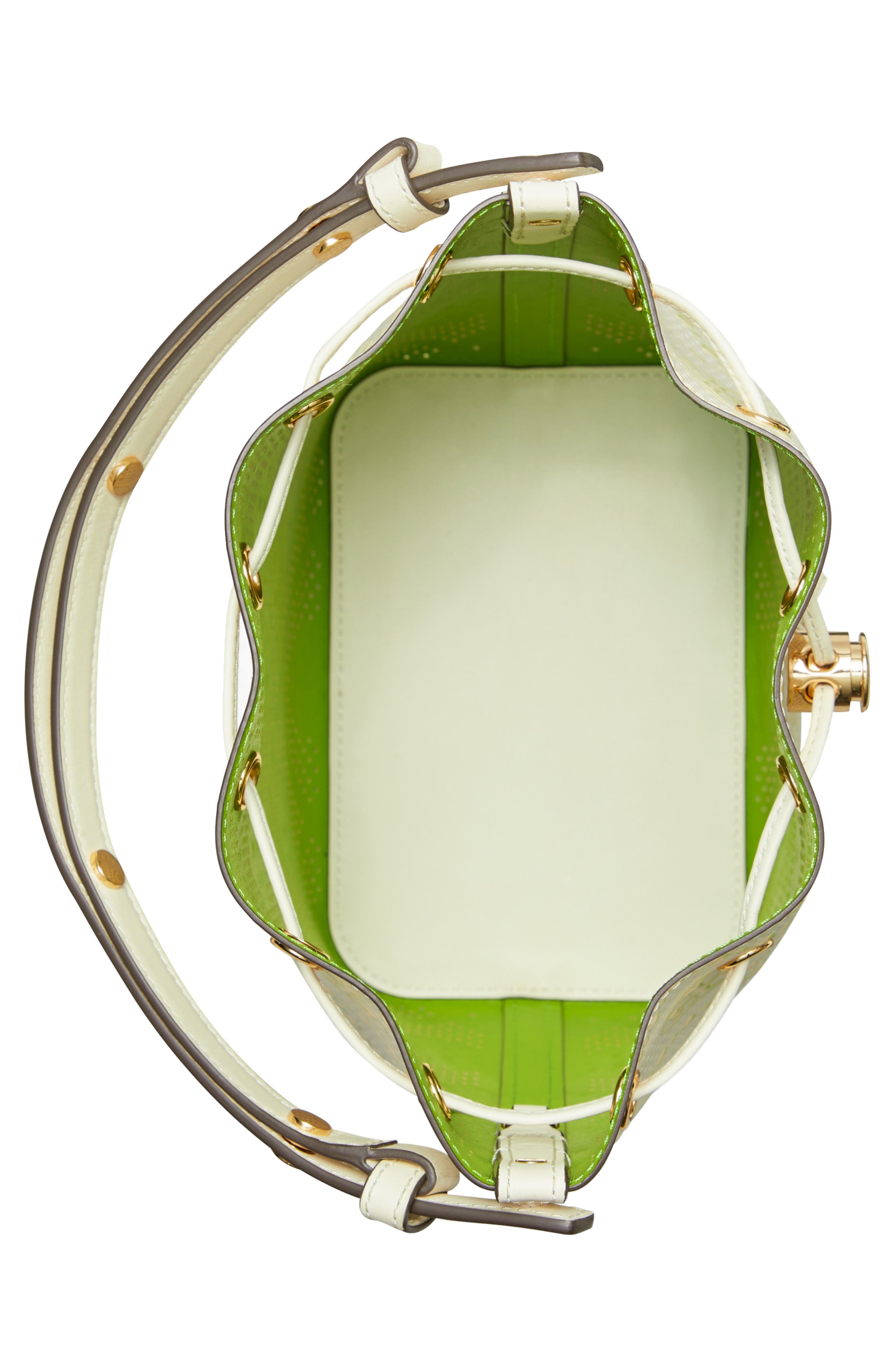 Tory Burch T Monogram Perforated Leather Bucket Bag, Alternate, color, 