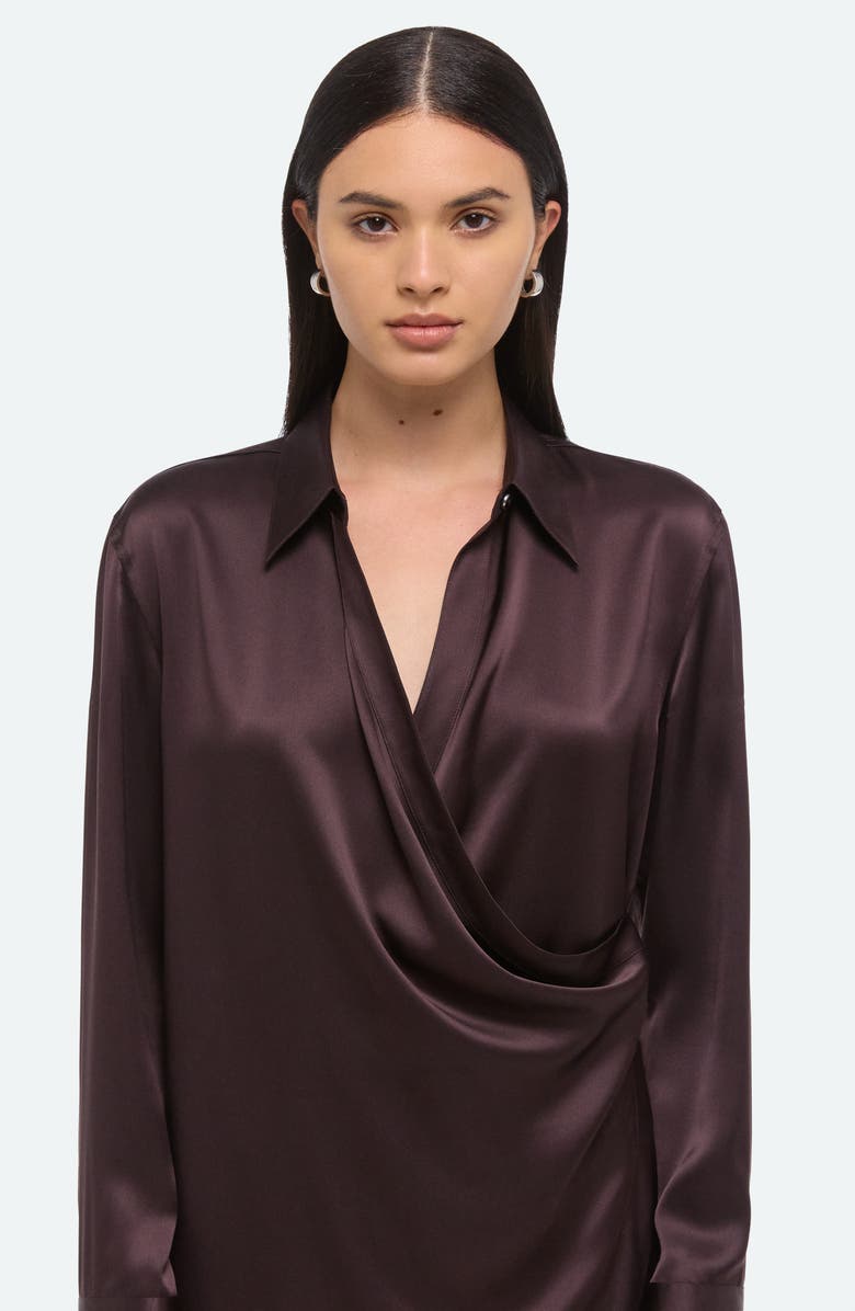Helmut Lang Drape Wrap Front Silk Shirt, Alternate, color,