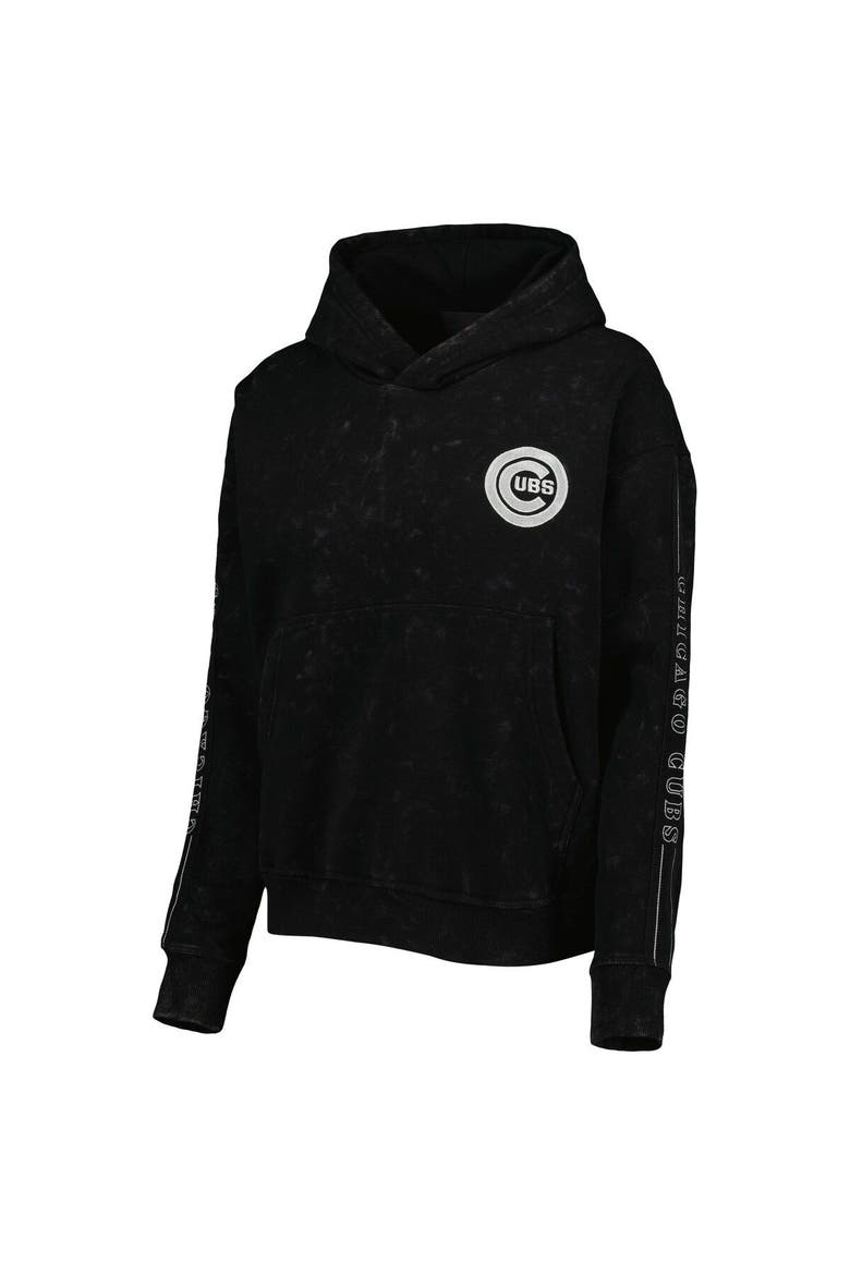 Women's The Wild Collective Black Chicago Cubs Marble Pullover Hoodie, Alternate, color, Black