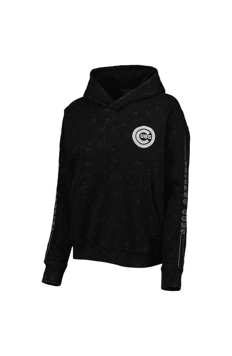 THE WILD COLLECTIVE Women's The Wild Collective Black Chicago Cubs Marble Pullover Hoodie, Alternate, color, Black