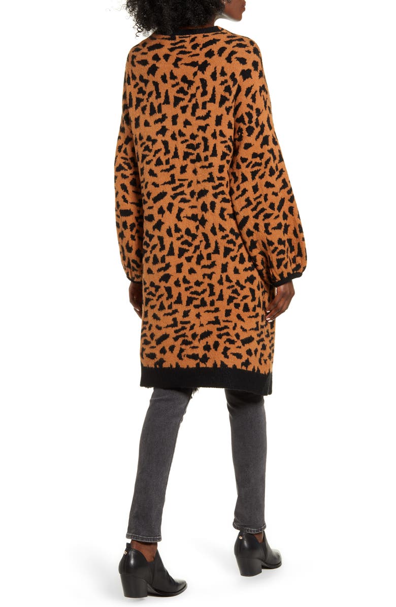 Angie Animal Jacquard Long Cardigan, Alternate, color, 