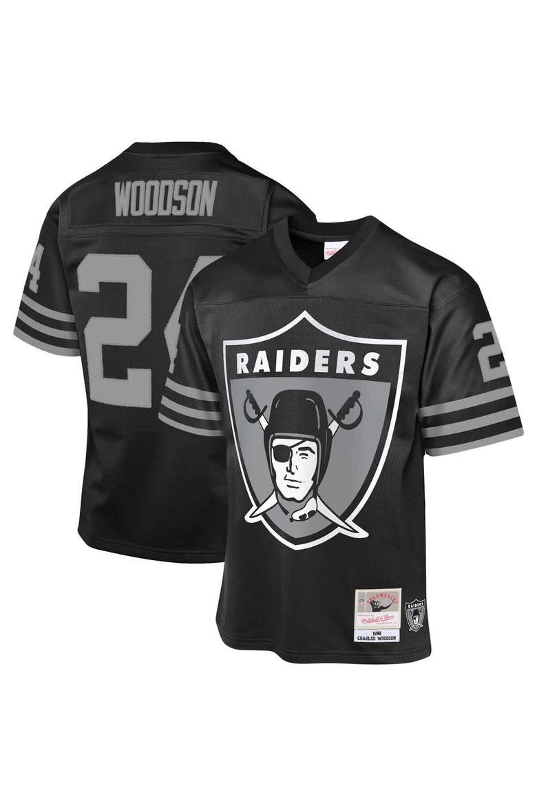 Youth Mitchell & Ness Charles Woodson Black Las Vegas Raiders 1998 Throwback Fashion Jersey, Main, color, Black