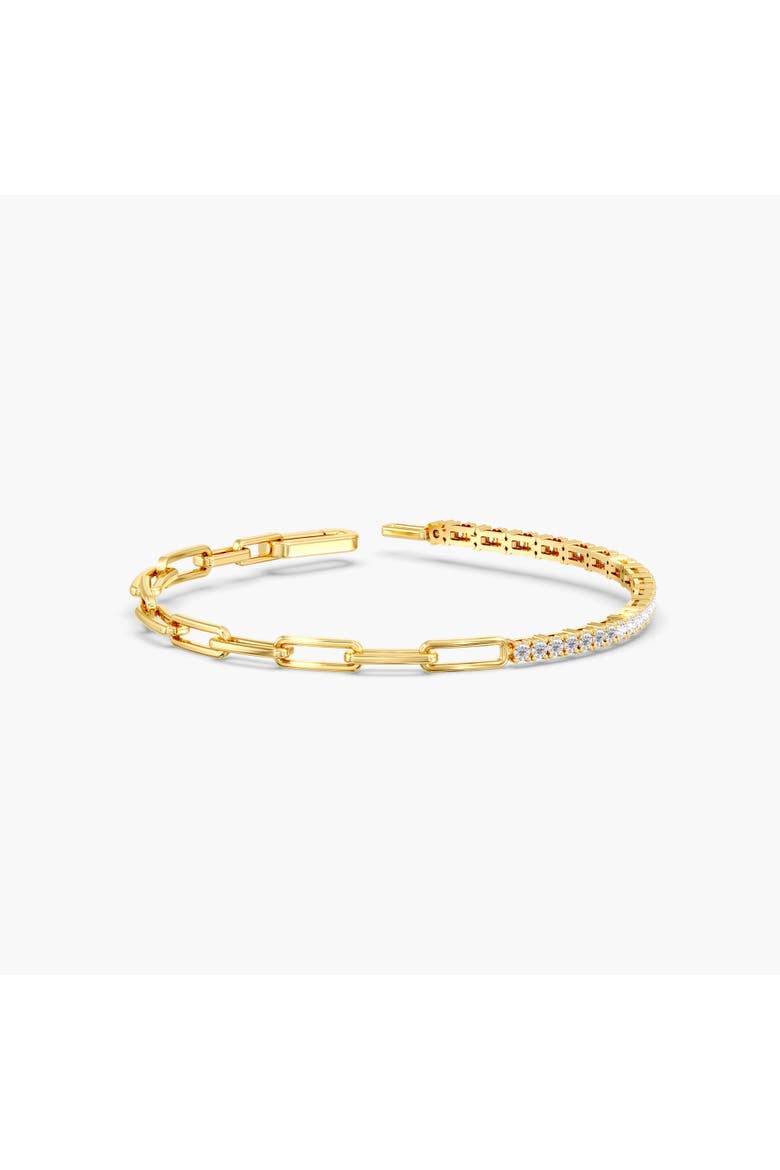 Round Half Tennis Paperclip Bracelet Lab Diamond in 14K Gold, Main, color, Yellow Gold